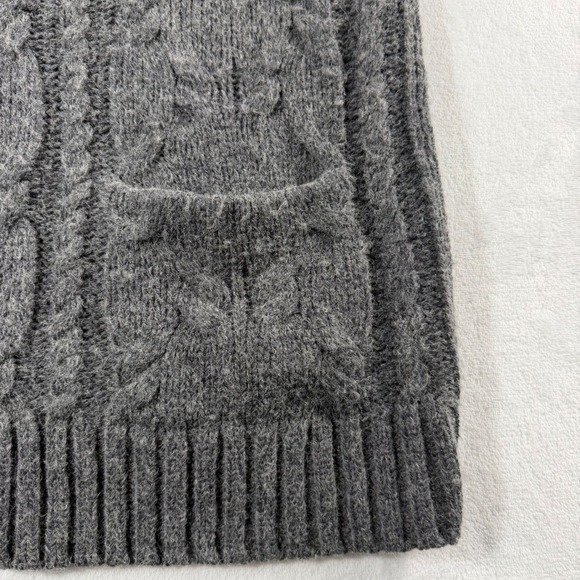Talbots Cable Knit Cardigan Womens Medium Gray Alpaca Wool Zip Sweater EUC - Picture 8 of 9